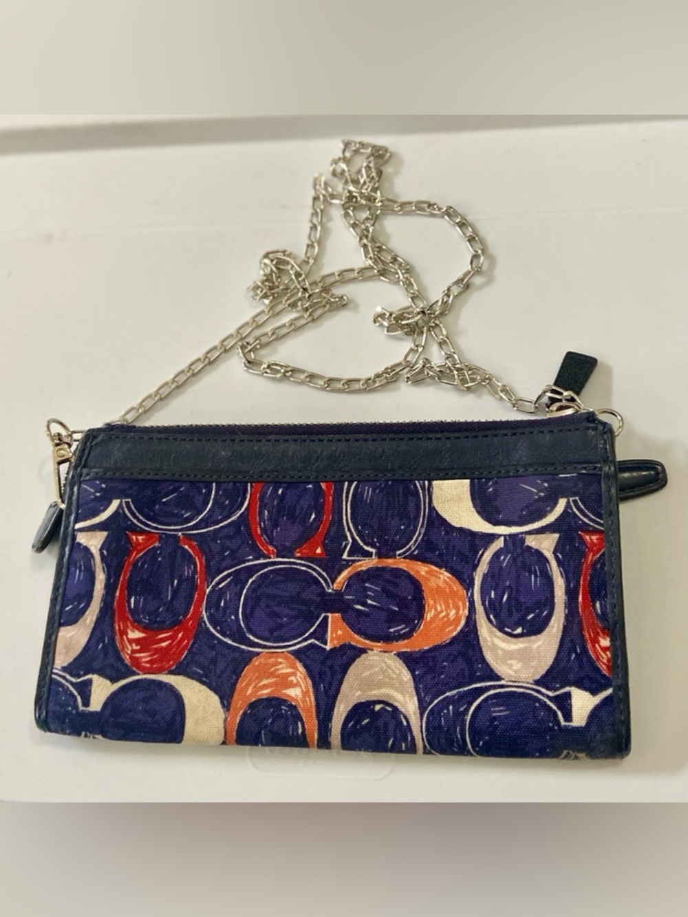 Coach Blue Op- Art Wristlet-Crossbody 8in x 4.5in